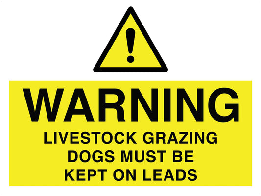 Warning Livestock Grazing Dogs Must Be Kept On Leads Sign - New Signs