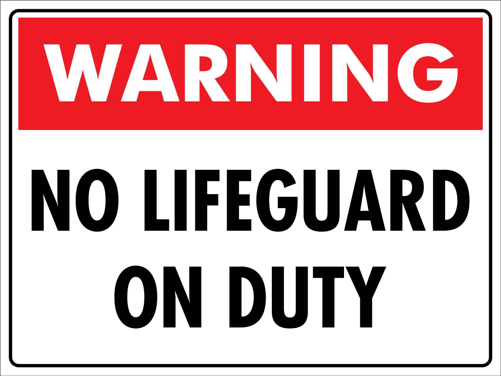 Warning No Lifeguard On Duty Sign - New Signs