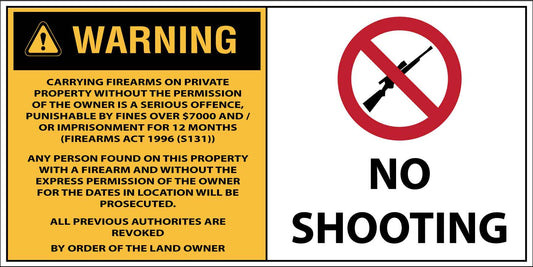 Warning No Shooting Sign - New Signs