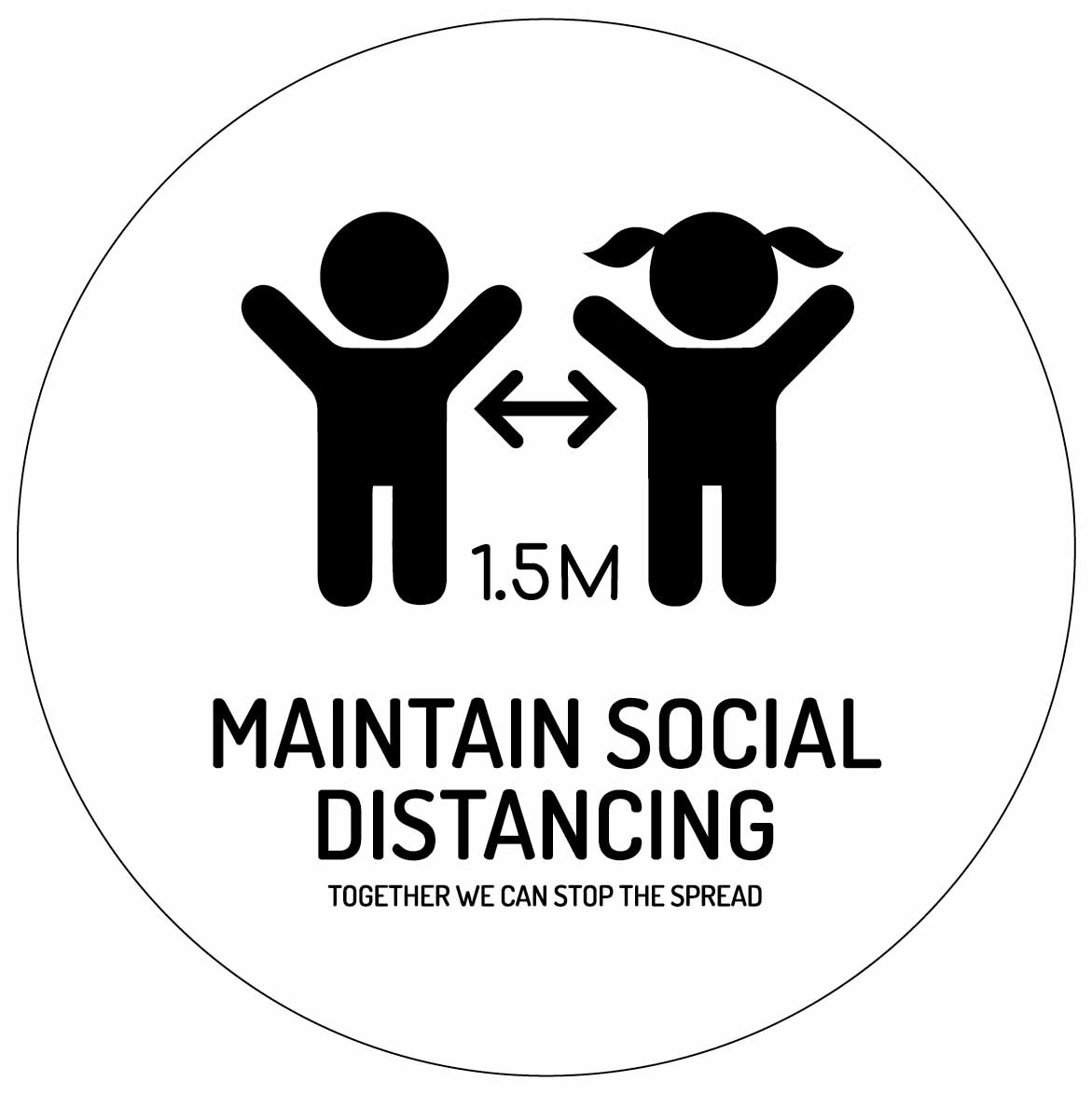 White & Black Social Distancing Kids Floor Sticker - Anti Slip - New Signs