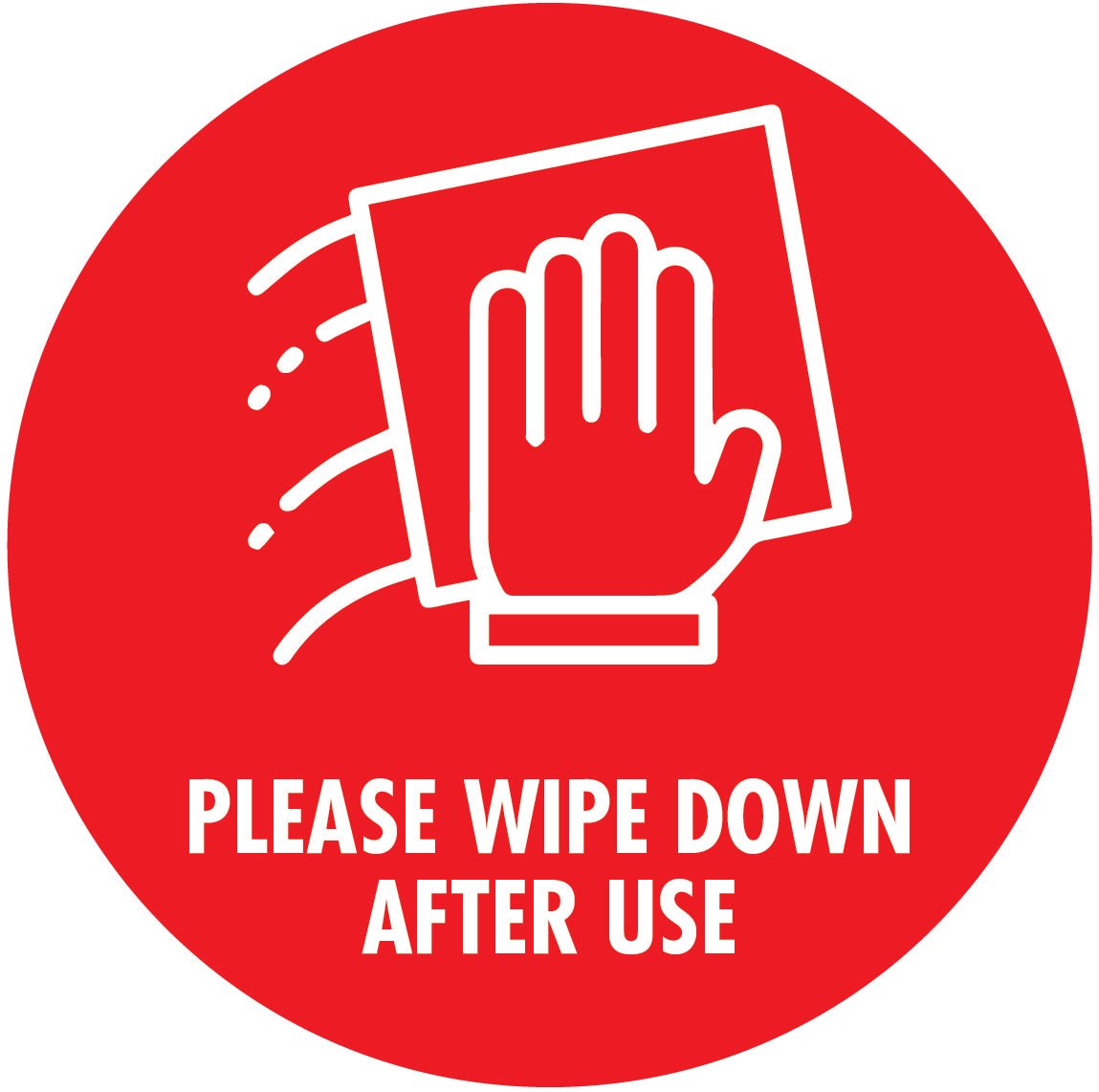 Wipe Down Red Decal – New Signs