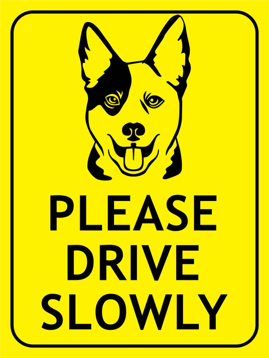 Working Dog Drive Slowly Bright Yellow Sign - New Signs