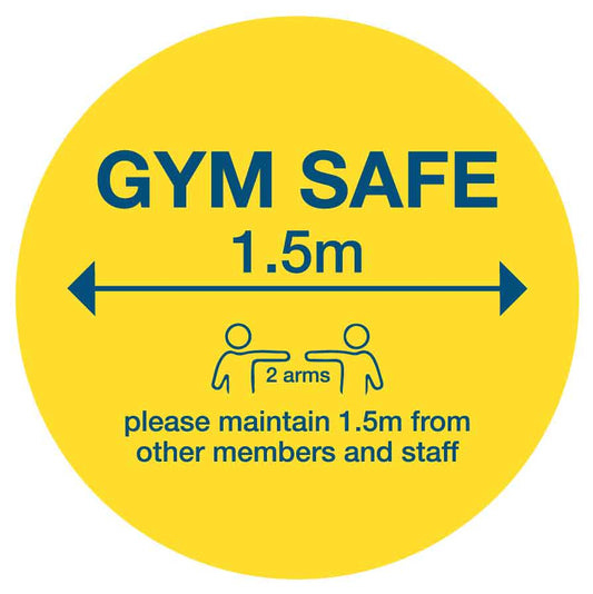 Yellow & Blue Gym Safe Social Distance Floor Sticker - Anti Slip - New Signs